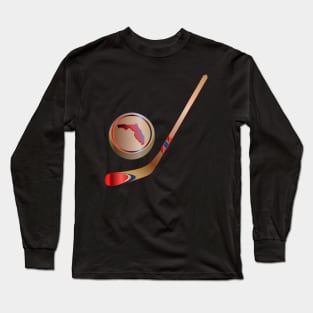 NHL - FL Tan Red Blue Stick and Puck Long Sleeve T-Shirt